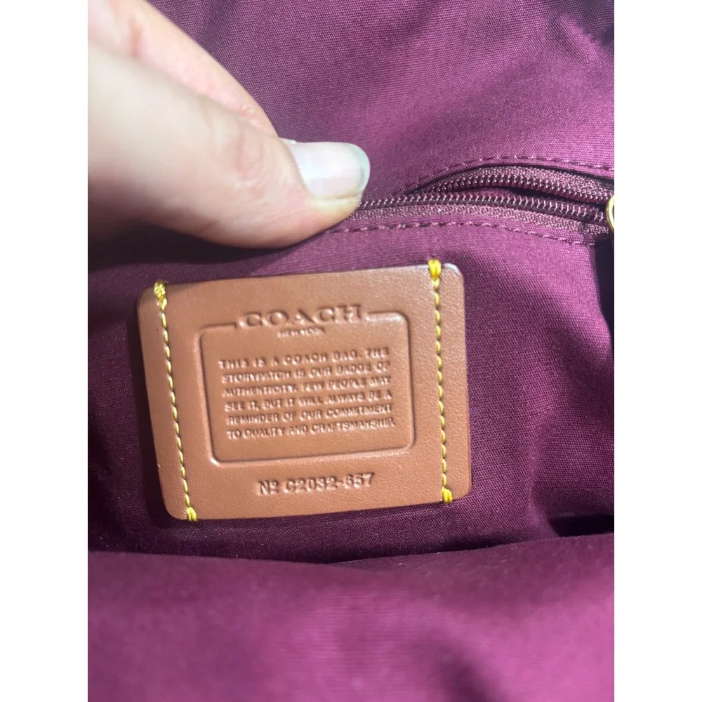 Coach Signature Canvas Leather Backpack Red Burgundy‎ Gold Tone Hardware Mini